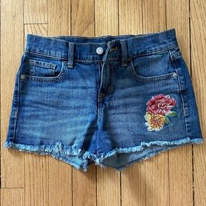 Floral Embroidered Jean Shorts